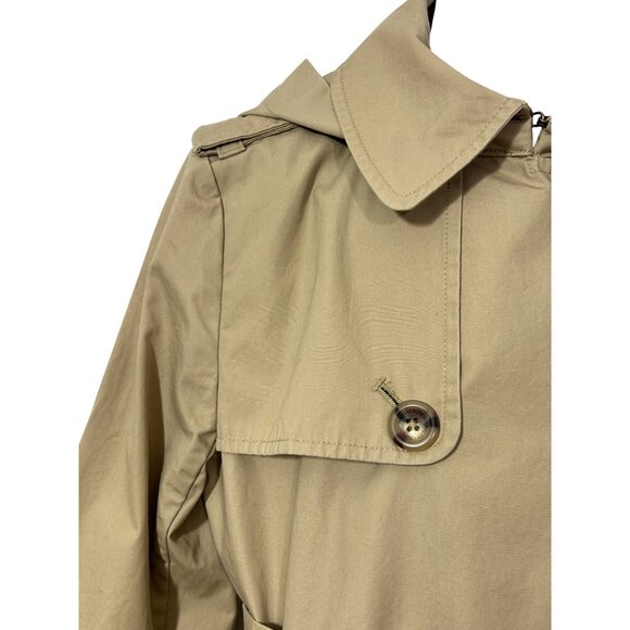 Polo Ralph Lauren Girls Trench Coat Khaki 8 Hood Epaulets Classic Belted Cotton - Picture 6 of 16